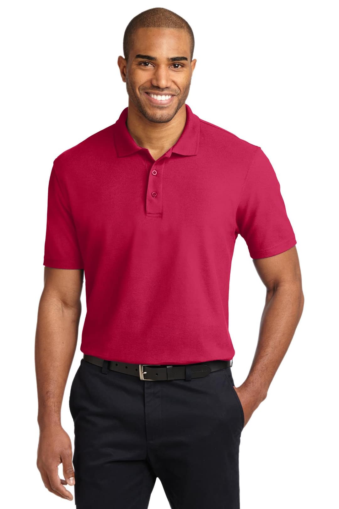Port Authority K510 Stain-Release Polo in Red, on model