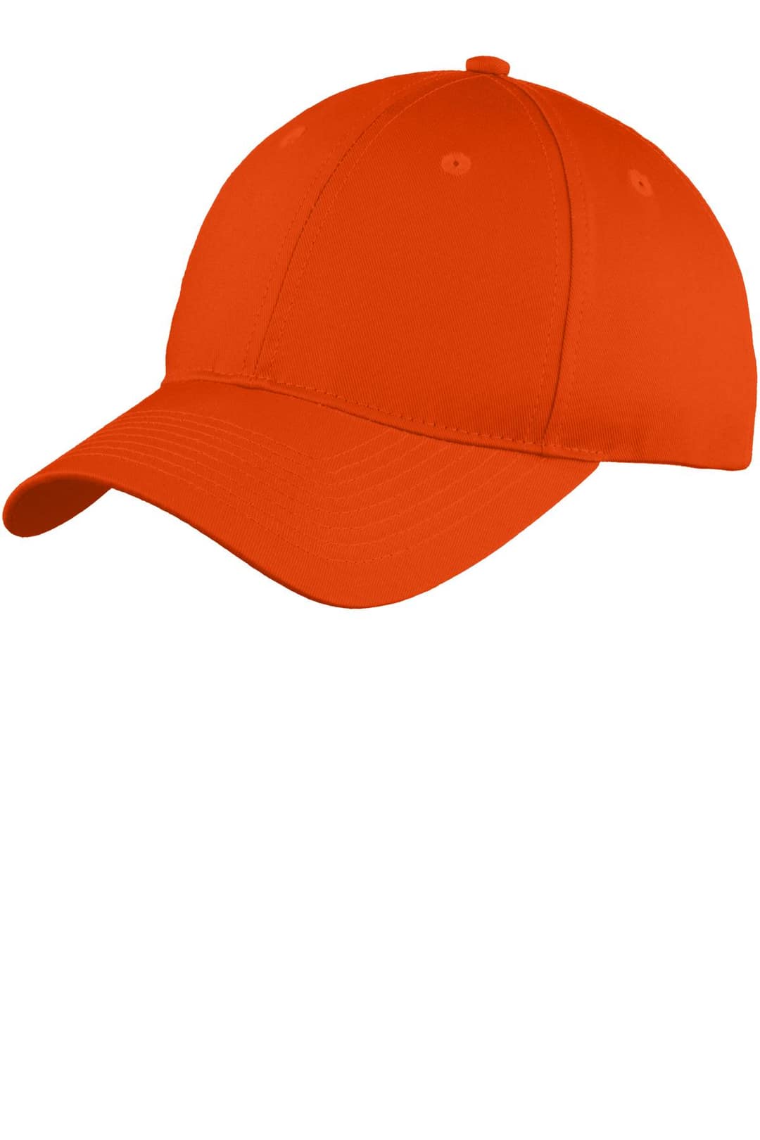 Port Authority C914 Six-Panel Unstructured Twill Cap in Orange, on model
