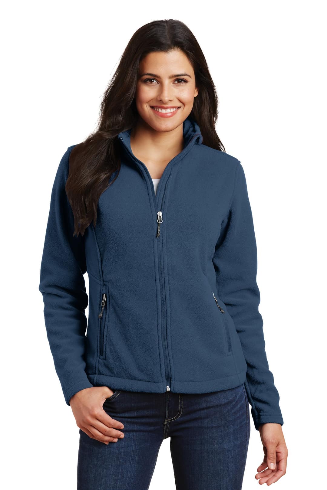 Port Authority L217 Women's Value Fleece Jacket in Insignia Blue, on model