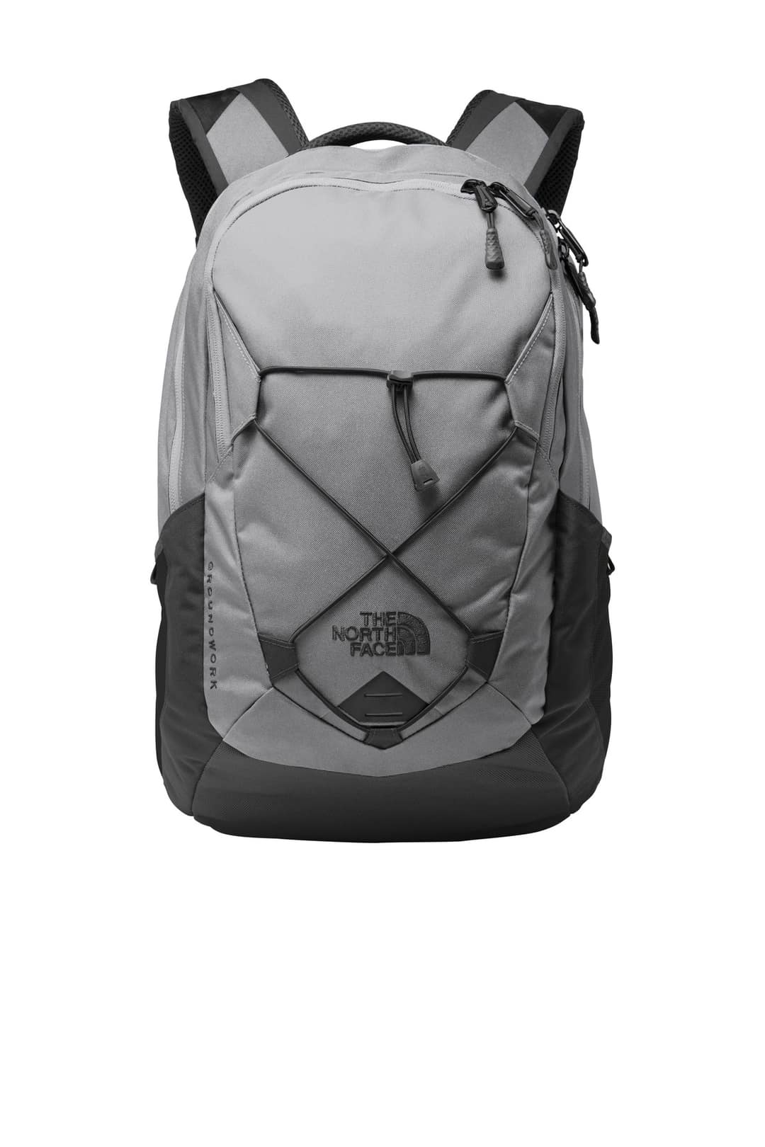 The North Face NF0A3KX6 Groundwork Backpack in Mid Grey/ Asphalt Grey, on model