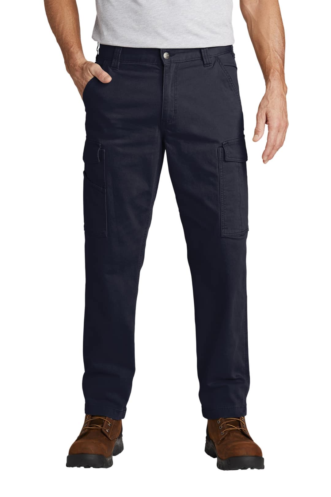 Carhartt CT103574 Rugged Flex Rigby Cargo Pant in Navy, on model