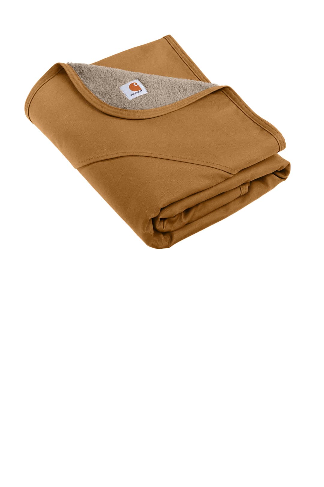 Carhartt CTP0000502 Firm Duck Sherpa-Lined Blanket in Carhartt Brown, on model