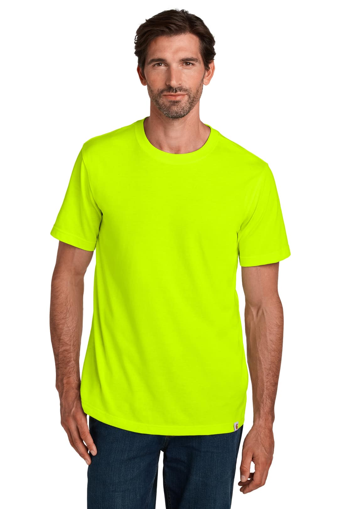 Carhartt CT106020 Short Sleeve T-Shirt in Brite Lime, on model