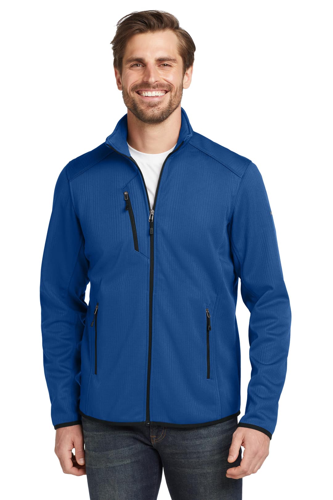Eddie Bauer EB242 Dash Full-Zip Fleece Jacket in Cobalt Blue, on model