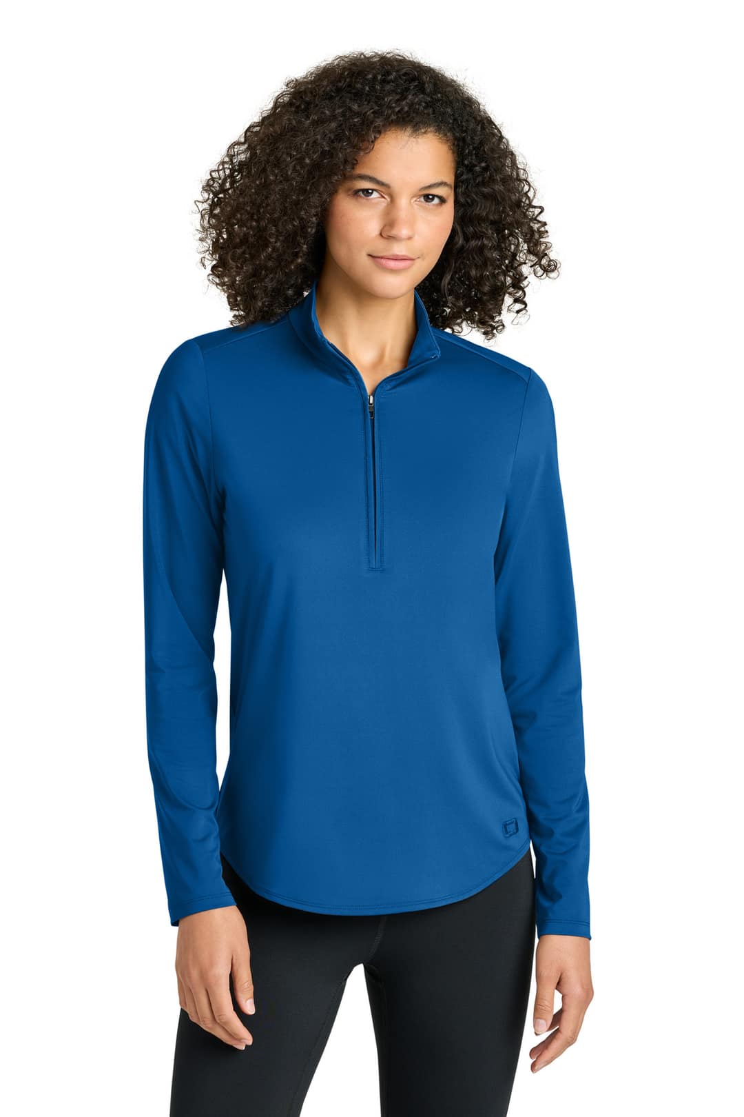 OGIO LOG172 Women's Regain 1/2-Zip in Cobalt Blue, on model