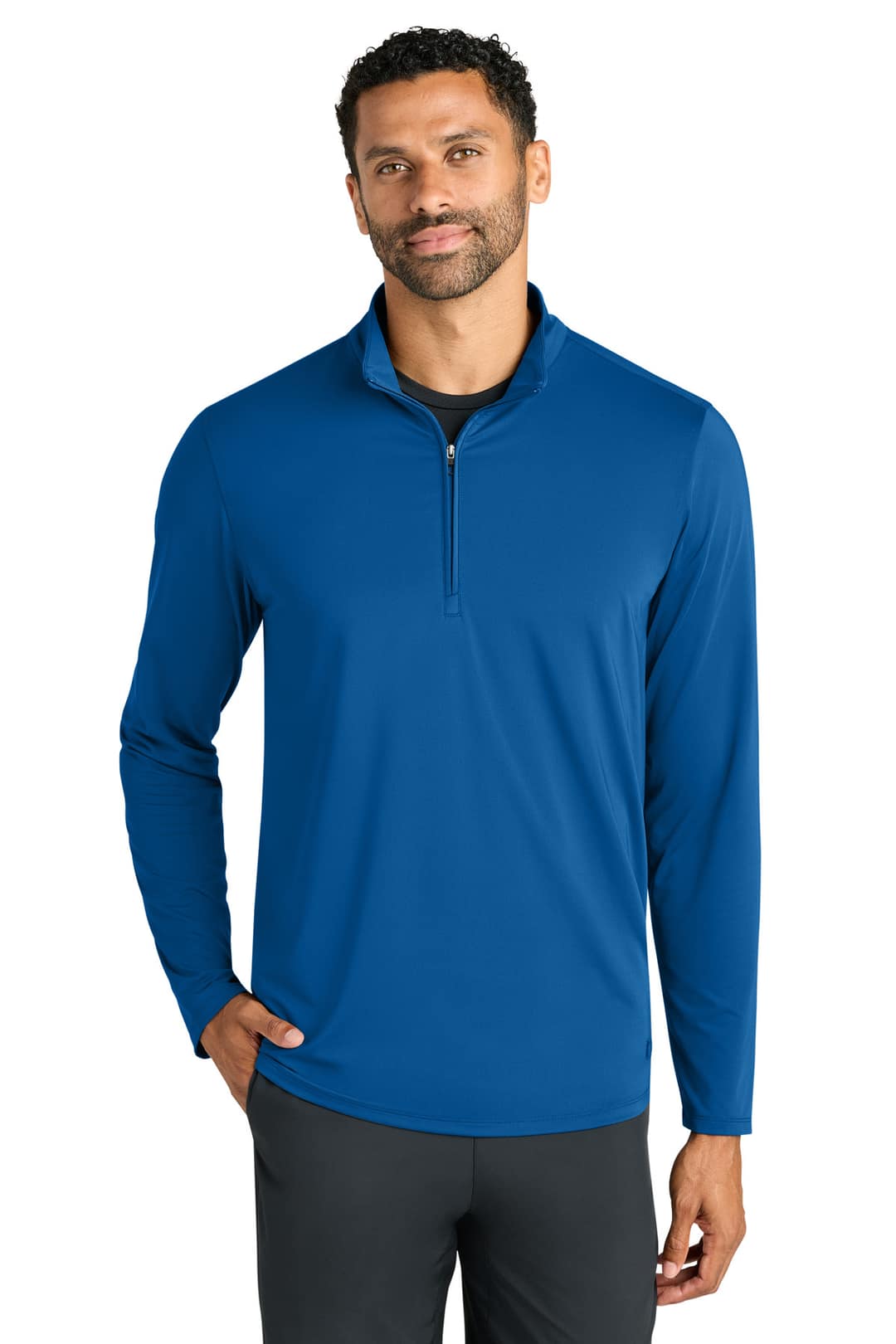 OGIO OG172 Regain 1/4-Zip in Cobalt Blue, on model
