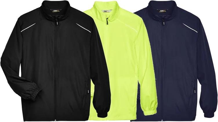 Lightweight jackets in black, safety yellow and navy