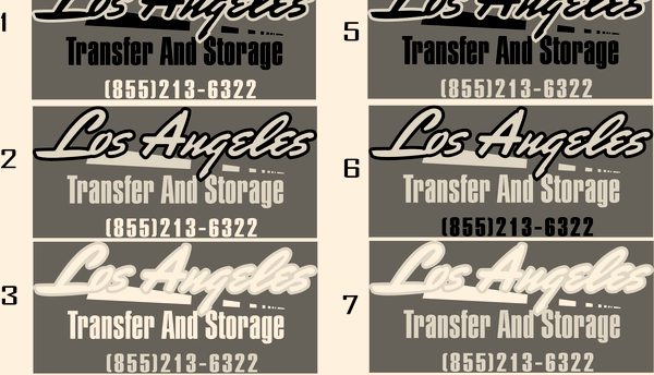 A proof sheet showing eight color options for a printed logo