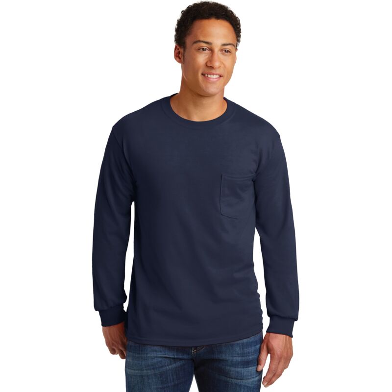 Ultra Cotton ® 100% US Cotton Long Sleeve T Shirt with Pocket Thumbnail